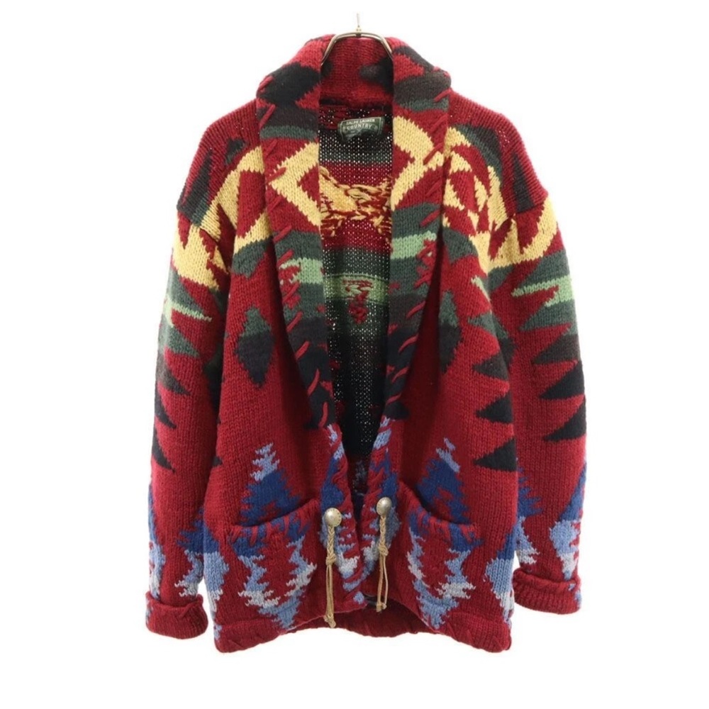 Ralph Lauren Country Multicolor Cardigan Sweater vintage 90s Excellent Hand Sz S